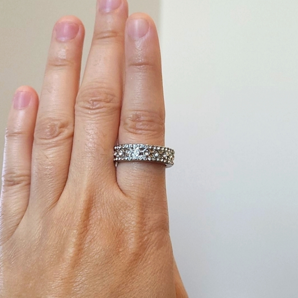 Silvertone Studded Ring